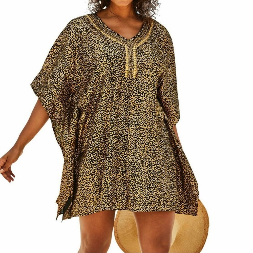 Kaftan Tunic Swimsuit Cover Up Jeweled Size 26/28 NWT